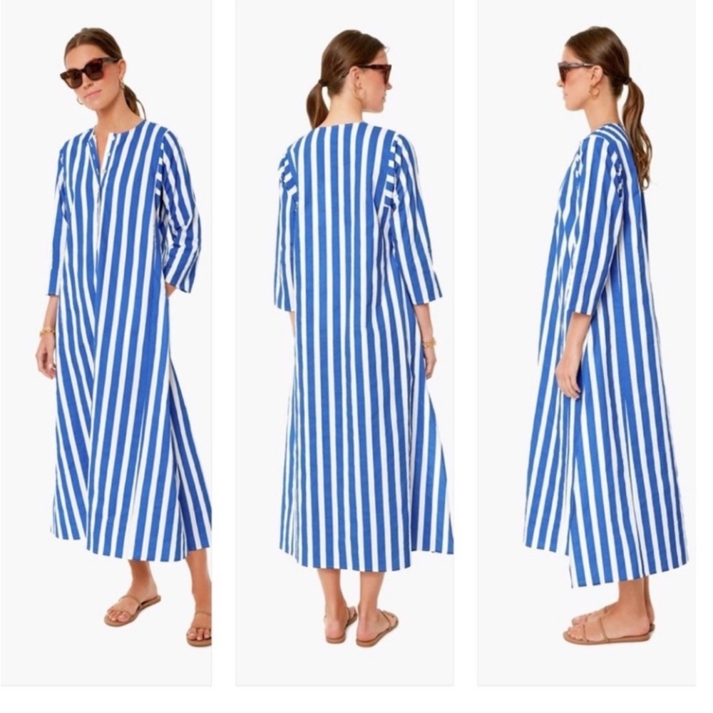 Tuckernuck Camille Caftan in Blue and White stripes Medium  NWOT